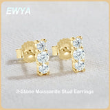 0.44CT Moissanite Screw Earrings 3 Stone S925 Silver Diamond Ear Stud Earring