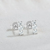 0.44CT Moissanite Screw Earrings 3 Stone S925 Silver Diamond Ear Stud Earring