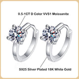 1CT Moissanite Hoop Earrings S925 Sterling Silver Earring For Women