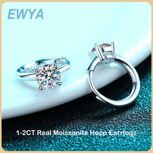 1CT Moissanite Hoop Earrings S925 Sterling Silver Earring For Women