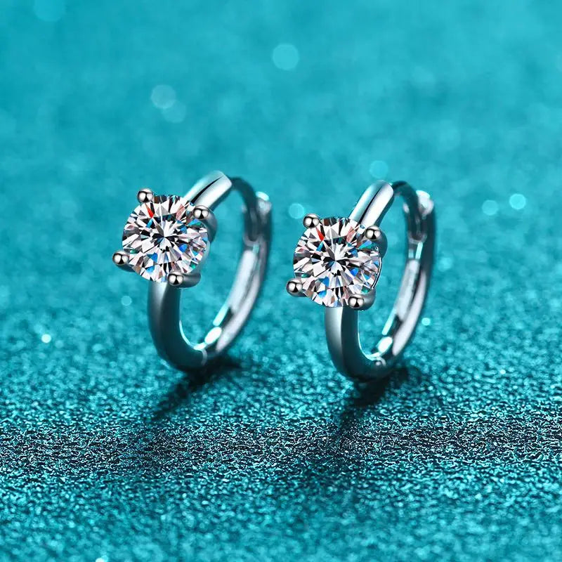 1CT Moissanite Hoop Earrings S925 Sterling Silver Earring For Women