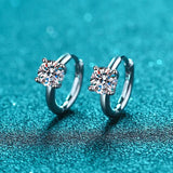 1CT Moissanite Hoop Earrings S925 Sterling Silver Earring For Women