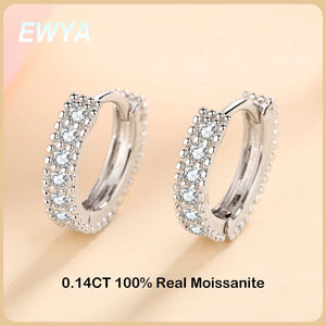 0.14CT Moissanite Hoop Earrings Sterling Silver For Women Party Wedding