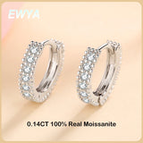 0.14CT Moissanite Hoop Earrings Sterling Silver For Women Party Wedding
