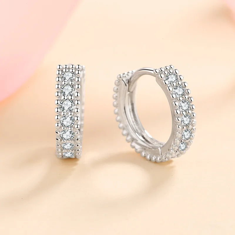 0.14CT Moissanite Hoop Earrings Sterling Silver For Women Party Wedding