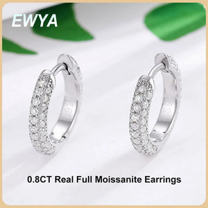 0.8CT D Moissanite Hoop Earrings S925 Sterling Silver Women Party Jewelry