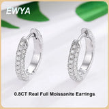0.8CT D Moissanite Hoop Earrings S925 Sterling Silver Women Party Jewelry