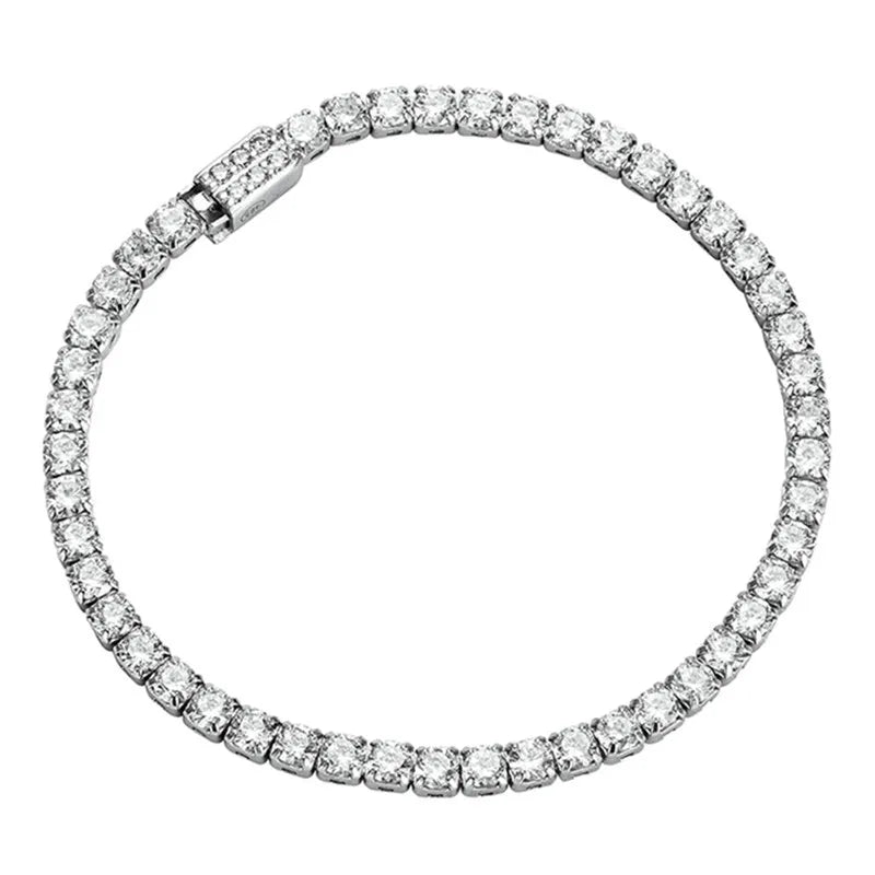 S925 Sterling Silver Zircon Diamond Tennis Bracelet 3mm
