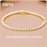 S925 Sterling Silver Zircon Diamond Tennis Bracelet 3mm