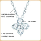 0.4ct Clover Moissanite Necklace S925 Silver Chain Fine Jewelry