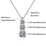 925 Silver 1.8ct Moissanite Pendant Necklace for Women