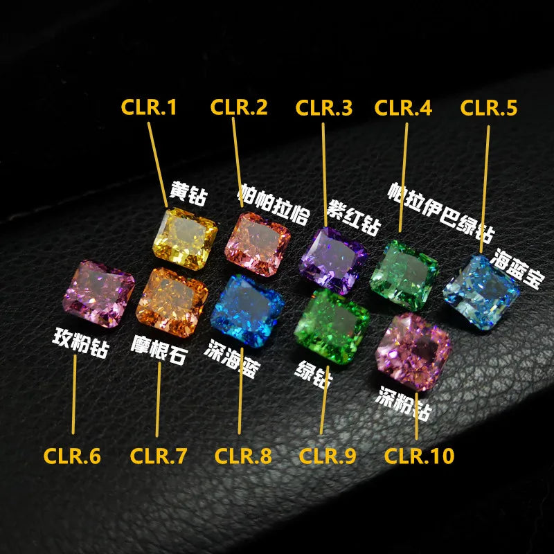 Radiant Cut Colorful Stone 8X8mm for Ring Bracelet Jewelry