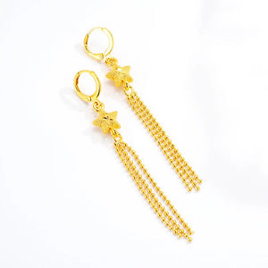 Star Drop Earring Wedding Jewelry 14K Yellow Festive Birthday Female