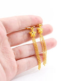 Star Drop Earring Wedding Jewelry 14K Yellow Festive Birthday Female