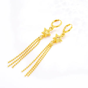 Star Drop Earring Wedding Jewelry 14K Yellow Festive Birthday Female