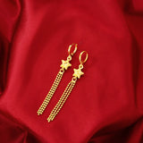 Star Drop Earring Wedding Jewelry 14K Yellow Festive Birthday Female