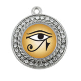 Eye of Ra Square Circle Charm Antique Silver Plated Jewelry