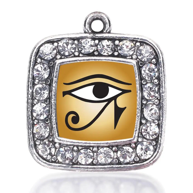 Eye of Ra Square Circle Charm Antique Silver Plated Jewelry
