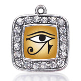 Eye of Ra Square Circle Charm Antique Silver Plated Jewelry