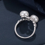 Pearl & CZ Leaf Women's Wedding Ring