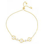 Golden Daisy Pearl Bar Bracelet Bangle for Women