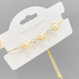 Golden Daisy Pearl Bar Bracelet Bangle for Women