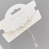 Golden Daisy Pearl Bar Bracelet Bangle for Women