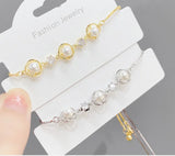 Golden Daisy Pearl Bar Bracelet Bangle for Women