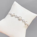 Golden Daisy Pearl Bar Bracelet Bangle for Women