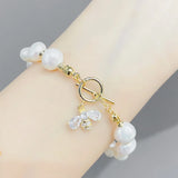 Golden Natural Pearl Bracelet Bangle Jewelry For Women