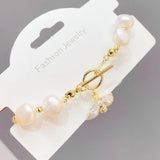 Golden Natural Pearl Bracelet Bangle Jewelry For Women