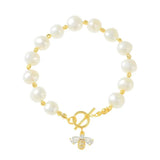 Golden Natural Pearl Bracelet Bangle Jewelry For Women