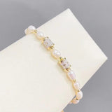 Personalized Golden Pearl Bracelet Bangle for Women