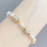Personalized Golden Pearl Bracelet Bangle for Women