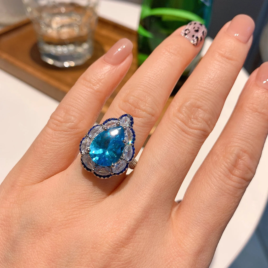 Colorful Cubic Zirconia Adjustable Size Rings for Women