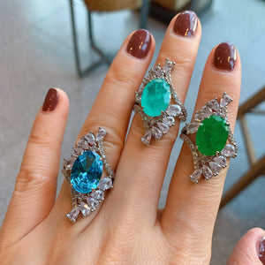 Green Stone Zirconia CZ Finger Ring for Women