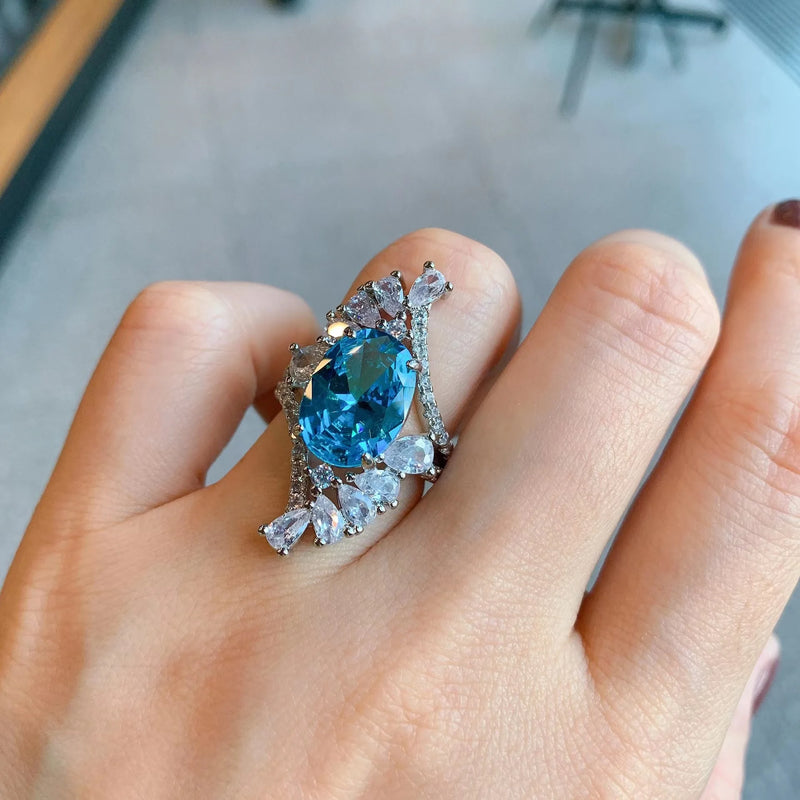 Green Stone Zirconia CZ Finger Ring for Women