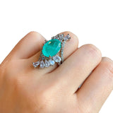 Green Stone Zirconia CZ Finger Ring for Women