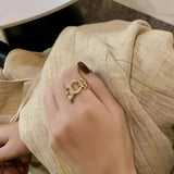 Micro Paved Cubic Zirconia Weave Ring for Women - Bridal Opening Finger Ring