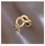 Micro Paved Cubic Zirconia Weave Ring for Women - Bridal Opening Finger Ring