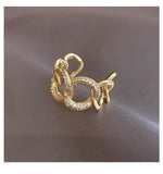 Micro Paved Cubic Zirconia Weave Ring for Women - Bridal Opening Finger Ring