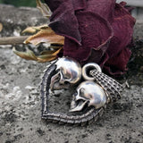 EYHIM Double Skull Heart Men Necklace Pendant Gothic Couple Jewelry Gift