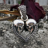 EYHIM Double Skull Heart Men Necklace Pendant Gothic Couple Jewelry Gift