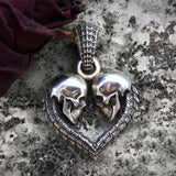 EYHIM Double Skull Heart Men Necklace Pendant Gothic Couple Jewelry Gift