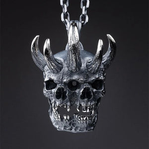 Men's Double Skull Pendant Necklace Stainless Steel Punk Biker Gothic Jewelry