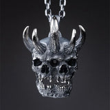 Men's Double Skull Pendant Necklace Stainless Steel Punk Biker Gothic Jewelry