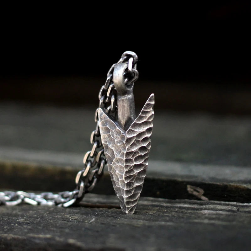 Vintage Hammered Arrow Stainless Steel Pendant Men's Jewelry