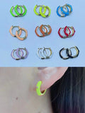 Enamel U Shape Zircon Hoop Earrings for Women