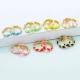 Enamel U Shape Zircon Hoop Earrings for Women