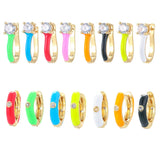 Enamel U Shape Zircon Hoop Earrings for Women